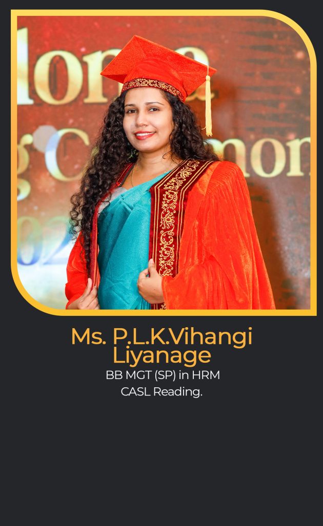 Ms. P.L.K.Vihangi
Liyanage
BB MGT (SP) in HRM
CASL Reading.